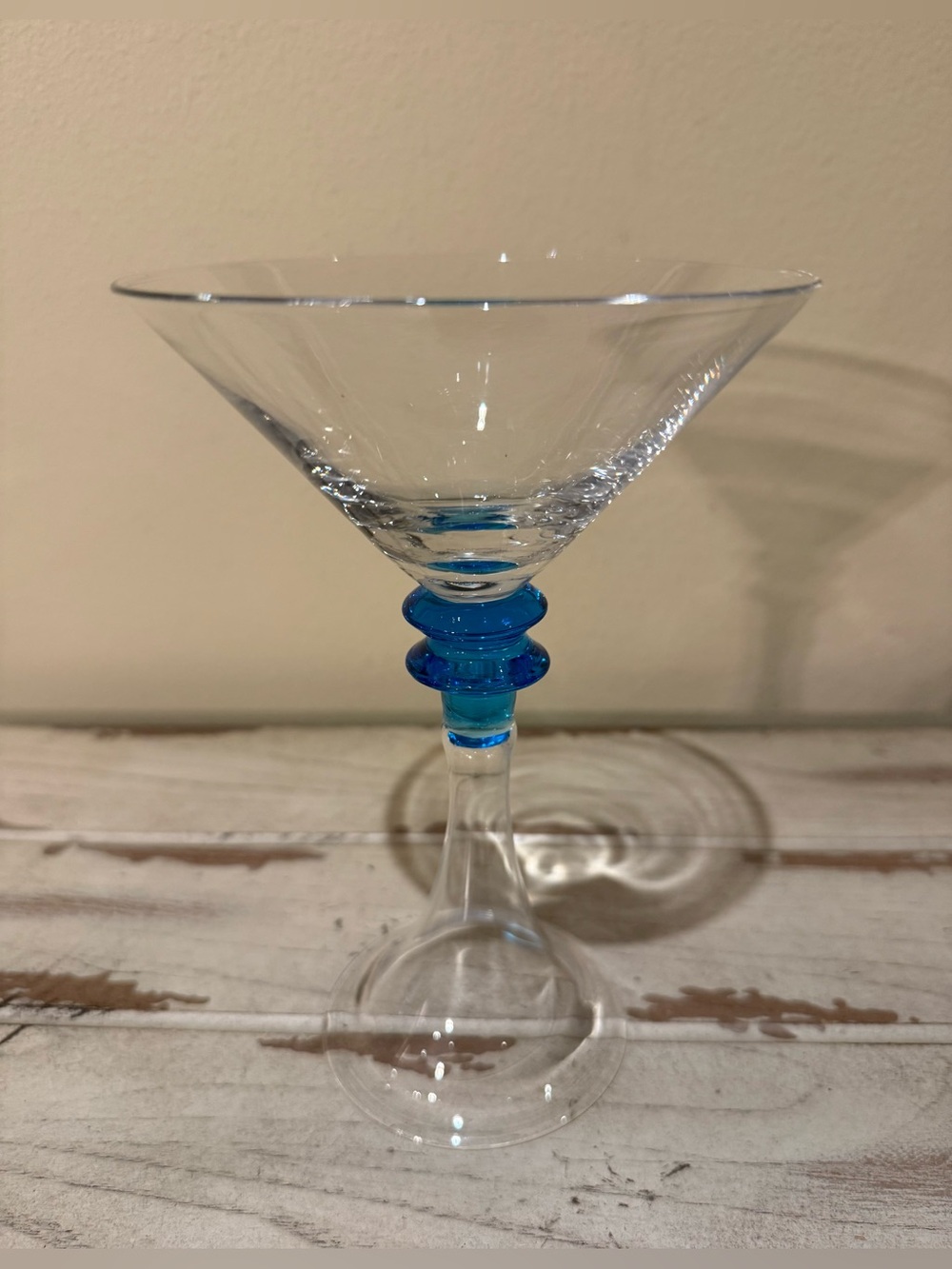 Bombay Sapphire Gin 2003 Holiday Martini Glasses Hollow Stem w/Blue Rings